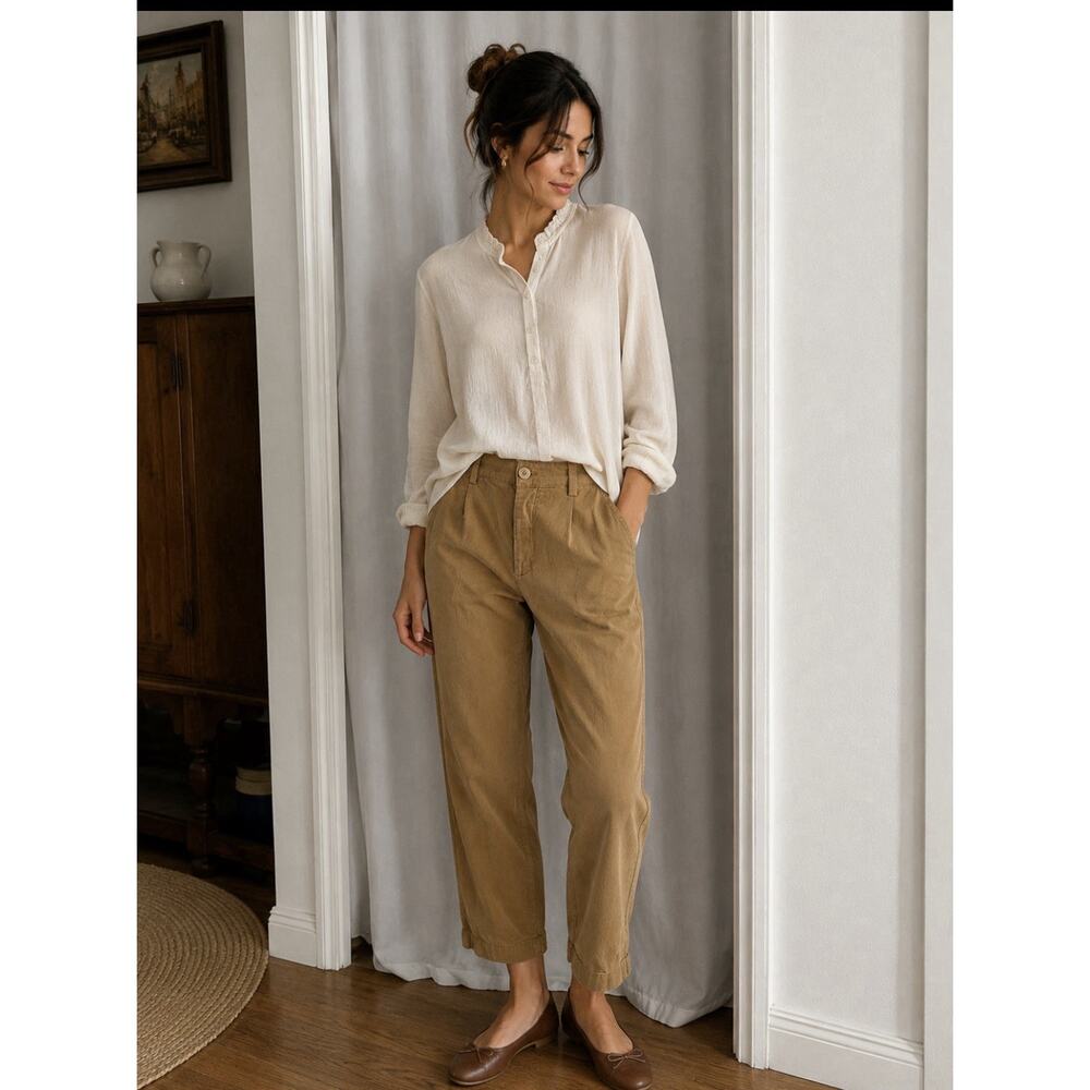 Anthropologie High Waist Pants Women's Size M Cedar Brown Tapered Leg - Picture 1 of 11